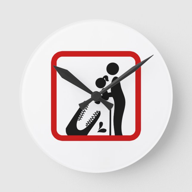 Reloj Redondo Mediano No alimentes a la hija del Rótulo Zoológico de Coc (Anverso)