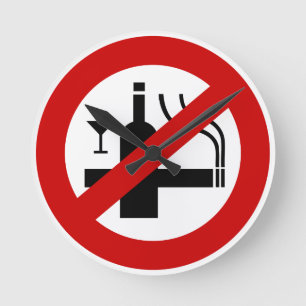 Reloj Redondo Mediano NO fumar alcohol ⚠ Rótulo tailandés ⚠