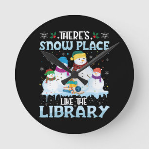 Reloj Redondo Mediano No hay lugar como la Navidad de la Biblioteca neva