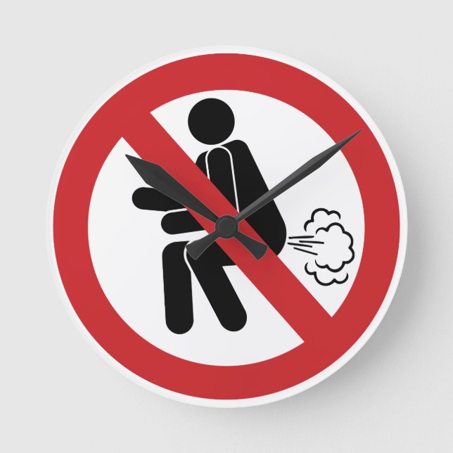 Reloj Redondo Mediano NO ⚠ Rótulo de inodoros tailandeses divertidos ⚠ (Anverso)