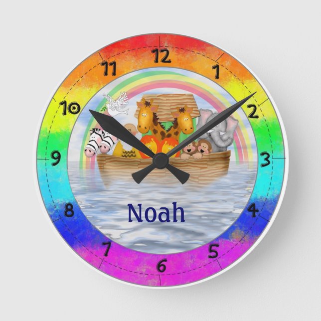Reloj Redondo Mediano Noah's Ark Personalized Wall Clock (Anverso)