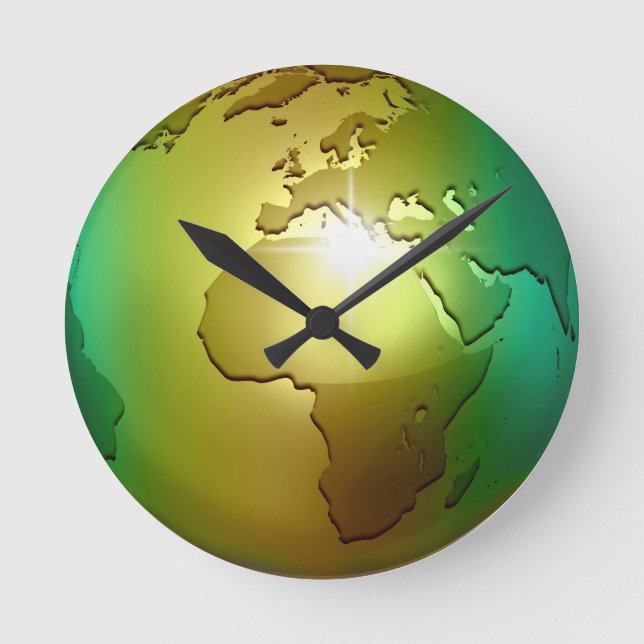 Reloj Redondo Mediano Noble World Globe - Round Wall Clock (Anverso)