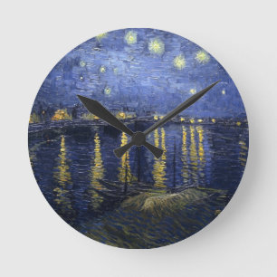 Reloj Redondo Mediano Noche De Van Gogh Starry Sobre El Ródano