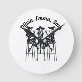 Reloj Redondo Mediano Noche de vino de brujas personalizadas, modernas y