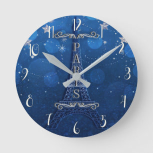 Reloj Redondo Mediano Noche en París Bajo las Estrellas Caprichosa