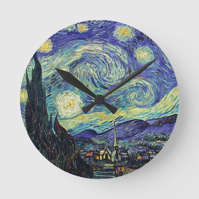 Reloj Redondo Mediano Noche estrellada de van Gogh (Anverso)