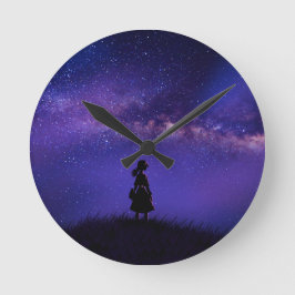 Reloj Redondo Mediano Noche solitaria y estrellada