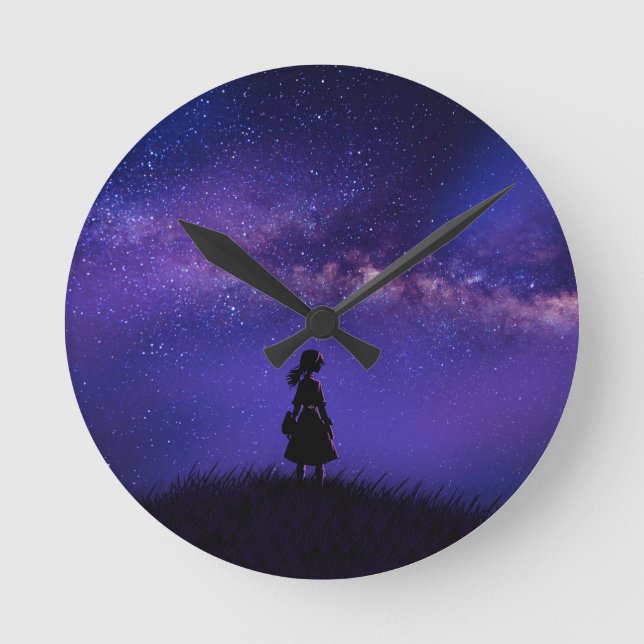 Reloj Redondo Mediano Noche solitaria y estrellada (Anverso)