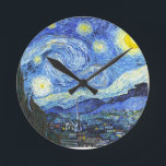 Reloj Redondo Mediano Noche Van Gogh Starry<br><div class="desc">"van gogh",  vincentre,  noche estrellada,  pintura,  famoso,  vintage,  estrellas,  cielo,  arte,  azul</div>