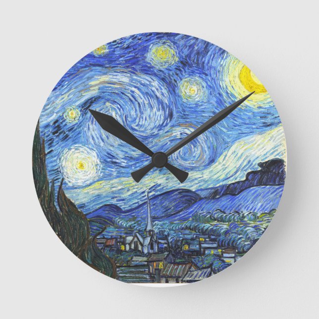 Reloj Redondo Mediano Noche Van Gogh Starry (Anverso)