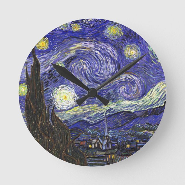 Reloj Redondo Mediano Noche Van Gogh Starry (Anverso)