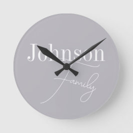 Reloj Redondo Mediano Nombre de familia moderna personalizada