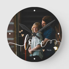 Reloj Redondo Mediano Nombre de guión de amor lindo Foto del corazón