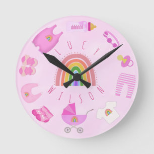 Reloj Redondo Mediano Nombre de la chica pequeña y rosa