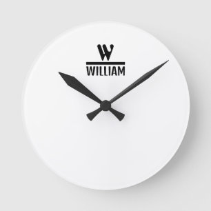Reloj Redondo Mediano Nombre de monograma personalizado