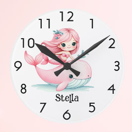Reloj Redondo Mediano Nombre del chica rosa de la ballena sirvienta bajo