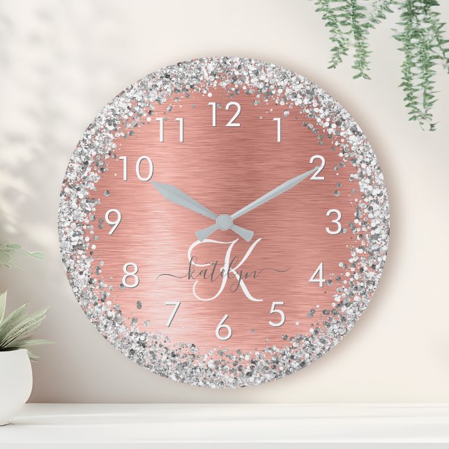 Reloj Redondo Mediano Nombre del monograma del Purpurina Metalizado cepi (Subido por el creador)