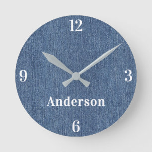 Reloj Redondo Mediano Nombre    Home Office Classic Azul Denim Estampado