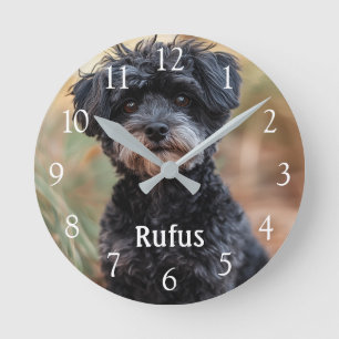 Reloj Redondo Mediano Nombre Mascota personalizado Foto Grandes números 