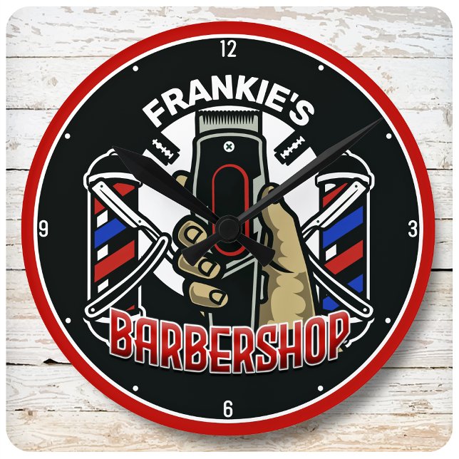 Reloj Redondo Mediano NOMBRE personalizado Barbería de retro de barbería (Subido por el creador)