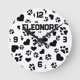 Reloj Redondo Mediano Nombre personalizado con diseño de impresión de pá