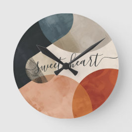 Reloj Redondo Mediano Nombre personalizado de Boho