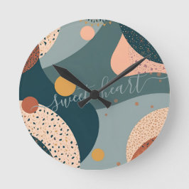 Reloj Redondo Mediano Nombre personalizado de Boho