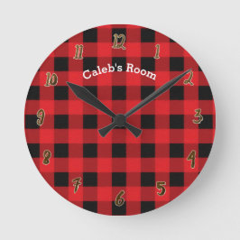 Reloj Redondo Mediano Nombre personalizado de la placa negra roja rusa n
