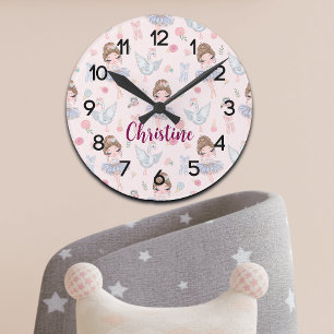 Reloj Redondo Mediano Nombre personalizado de mi dulce Ballerina Nursery