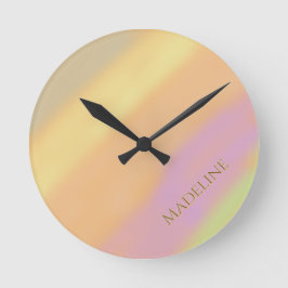 Reloj Redondo Mediano Nombre personalizado en colores de algodón de azúc