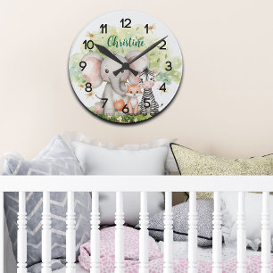 Reloj Redondo Mediano Nombre personalizado Jungle Animals Dragonfly