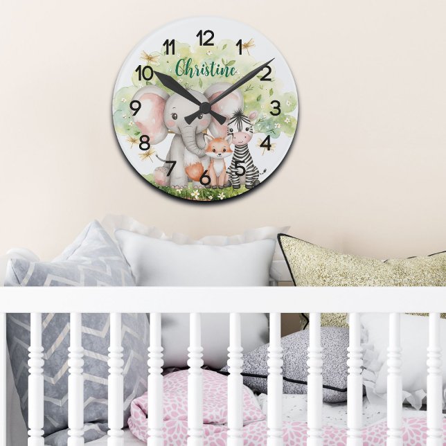 Reloj Redondo Mediano Nombre personalizado Jungle Animals Dragonfly (Subido por el creador)