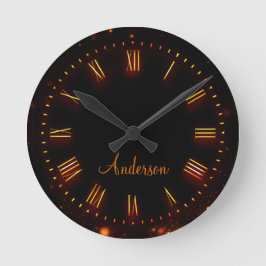 Reloj Redondo Mediano Nombre personalizado Neon Black Classic Elegant Ro