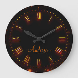 Reloj Redondo Mediano Nombre personalizado Neon Black Classic Elegant Ro