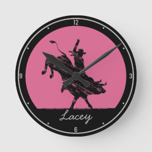 Reloj Redondo Mediano NOMBRE Personalizado Rodeo Occidental Bull Rider C