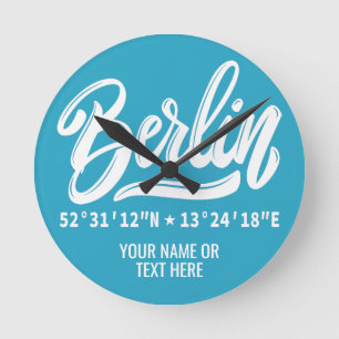 Reloj Redondo Mediano Nombre personalizado / Texto y color Coordenadas d