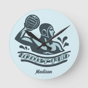 Reloj Redondo Mediano Nombre Personalizado Water Polo