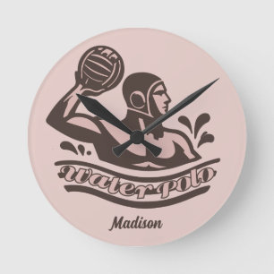Reloj Redondo Mediano Nombre Personalizado Water Polo