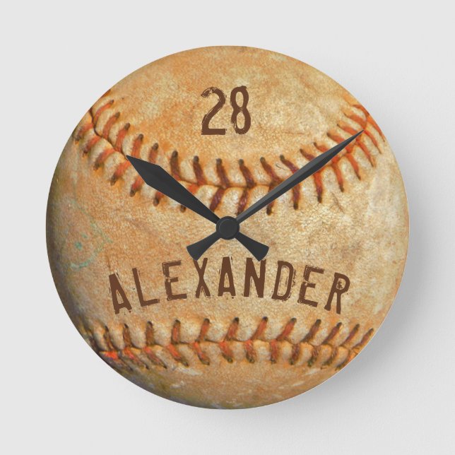Reloj Redondo Mediano Nombre y número personalizados Deportes de béisbol (Anverso)