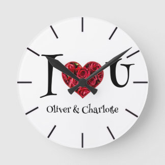 Reloj Redondo Mediano Nombres de Pareja Personalizados Te Amo ❤️