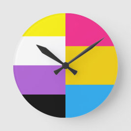 Reloj Redondo Mediano Nonbinary Pansexual Dual Pride Flag
