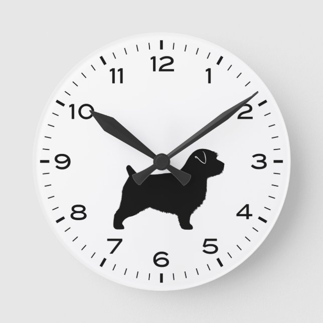 Reloj Redondo Mediano Norfolk Terrier Perro Raza Silhouette (Anverso)