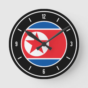 Reloj Redondo Mediano North Korea Flag Elegant