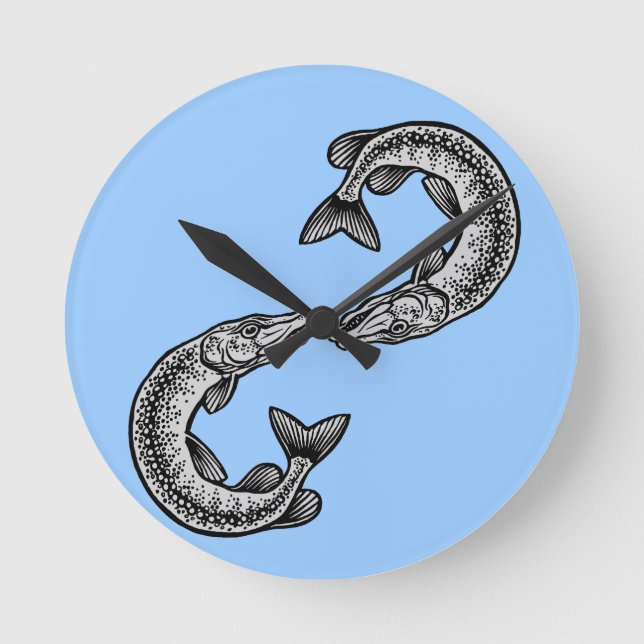 Reloj Redondo Mediano Northern pike fishing clock (Anverso)