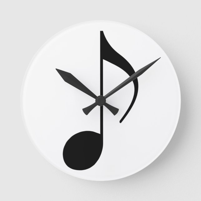 Reloj Redondo Mediano nota musical negra (Anverso)