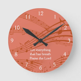 Reloj Redondo Mediano NOTAS DE LA MÚSICA DE Personalizado Terracotta 