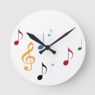 Reloj Redondo Mediano notas musicales coloridas