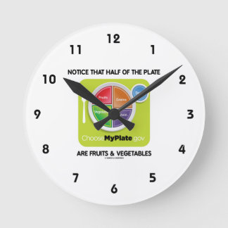 Reloj Redondo Mediano Note que la mitad de la placa es frutas y verduras