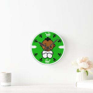 Reloj Redondo Mediano Novedad Cute Black Baby Gift