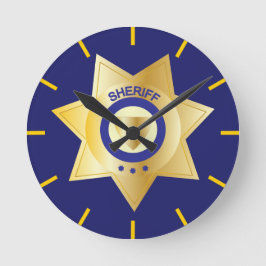 Reloj Redondo Mediano Novedad de la insignia Sheriff Gold Star